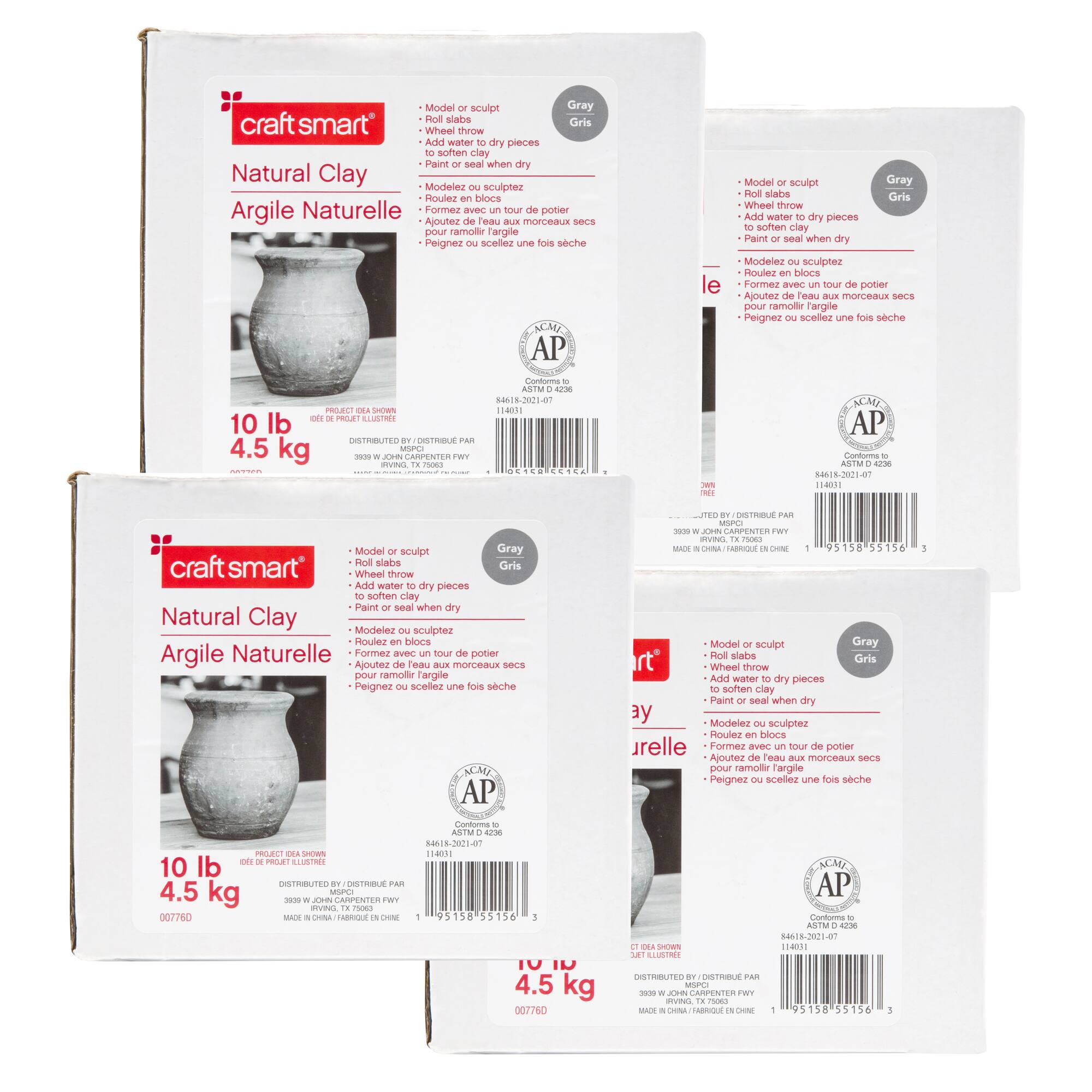 4 Pack: 10lb. (40lb. total) Natural Clay by Craft Smart